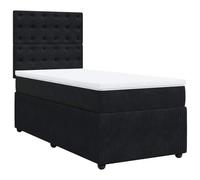 Yisssmeng Letto singolo con materasso e topper, 90 x 190 cm, nero, in velluto, con testiera regolabile in altezza, letto imbottito, set completo per camera da letto e camera degli ospiti