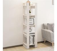 Yisssmeng Libreria 41 x 35 x 160 cm, in legno massello bianco, design moderno, senza parete posteriore, come divisorio per dormire e soggiorno