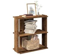 Yisssmeng Libreria 60 x 30 x 60 cm, effetto legno vecchio, piccolo scaffale con 3 ripiani in legno, moderno mobile multifunzione per soggiorno, camera da letto e corridoio