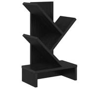 Yisssmeng Libreria a 3 ripiani, 30 x 18 x 48 cm, in legno, piccola scaffale per libri e decorazioni, organizer per scrivania e ufficio, rovere nero