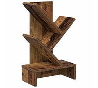 Yisssmeng Libreria a 3 ripiani, piccola libreria a forma di albero, in legno, vintage, per tavolo, scrivania e soggiorno, effetto legno anticato, 30 x 18 x 48 cm