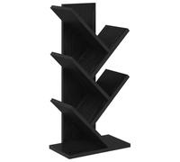 Yisssmeng Libreria a 4 ripiani, piccola libreria a forma di albero, in legno, salvaspazio, per ufficio, soggiorno, 30 x 18 x 60 cm, nero