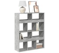 Yisssmeng Libreria grigio cemento, 100 x 33 x 125,5 cm, in legno a 10 scomparti, design moderno, robusto anche come divisorio per camera da letto, ufficio