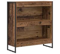 Yisssmeng Libreria in legno anticato, 80 x 30 x 86,5 cm, design industriale, in legno e metallo, moderna scaffale con 3 scomparti, per soggiorno, corridoio e ufficio
