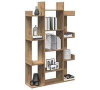 Yisssmeng Libreria in legno di quercia artisan, 86 x 25,5 x 140 cm, 13 scomparti, design moderno, portata 60 kg, salvaspazio per soggiorno, camera da letto, corridoio, ufficio