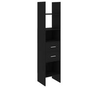 Yisssmeng Libreria nera, 40 x 35 x 180 cm, in legno, con 4 scomparti e 2 cassetti, scaffale alto sottile per soggiorno, ufficio e corridoio