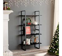 Yisssmeng Libreria nera 80 x 30 x 140 cm, 4 scomparti, materiale in legno, metallo, design moderno, risparmio di spazio e stabile per soggiorno, camera da letto, ufficio, libreria sottile