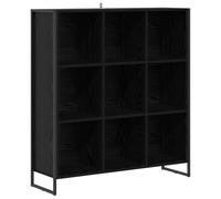 Yisssmeng Libreria nera effetto rovere, 99,5 x 30 x 108,5 cm, design industriale, libreria con 9 scomparti e gambe in metallo, scaffale moderno per soggiorno e ufficio