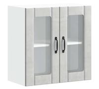 Yisssmeng Lucca - Armadietto da cucina sospeso con anta in vetro grigio cemento, mobile da cucina moderno da montare a parete, contenitore compatto per utensili da cucina, 60 x 31 x 60 cm