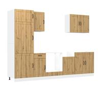 Yisssmeng Lucca Artisan - Set di 7 armadi da cucina in legno di quercia da 207 cm, con molto spazio di archiviazione, per cucine moderne, soggiorno, sala da pranzo