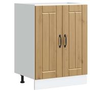Yisssmeng Lucca - Mobile sottolavello, 60 x 46 x 81,5 cm, in legno di quercia artisana, con ampio spazio di archiviazione, piedini regolabili in altezza, per cucina, corridoio e sala da pranzo