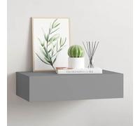Yisssmeng Mensola compatta da parete con cassetto grigio 40 x 23,5 x 10 cm in MDF e metallo, design moderno sospeso per soggiorno, corridoio e bagno