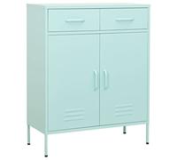 Yisssmeng Mint Green Steel Storage Cabinet 80 x 35 x 101,5 cm with full Extension Drawers & Lockable Door Modern Durable Design for Home Office Kitchen Garage Living Room