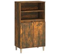 Yisssmeng Mobile alto in rovere affumicato, credenza con 2 ripiani aperti e 4 scomparti, armadio da soggiorno con piedini in legno, 60 x 36 x 110 cm, mobili moderni