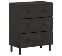 Yisssmeng Mobile da appoggio nero 60 x 33 x 75 cm in legno massello Mango con gambe in ferro, credenza moderna con cassetti come comò compatto per Living Room, corridoio e camera da letto
