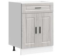 Yisssmeng Mobile da cucina Porto, 60 x 46 x 81,5 cm, mobiletto da cucina con cassetto, materiale in legno di facile manutenzione, colore grigio sonoma, con piedini regolabili per un design flessibile