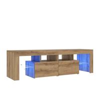 Yisssmeng Mobile Mobile TV basso in rovere Artisan 140 x 36,5 x 40 cm con LED RGB, 2 ante e 4 ripiani in legno e vetro, con vano portaoggetti per Living Room e camera da letto