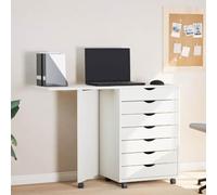 Yisssmeng Mobile Office Cabinet Desk Moss White Solid Pine 105,5 x 39 x 74,5 cm Foldable Top Lockable Storage Unit for Living Room Home Study Craft Room