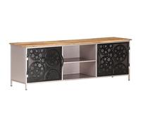 Yisssmeng Mobile per TV, 120 x 30 x 40 cm, in legno di mango grezzo con ruote in vera catena per bicicletta, credenza industriale per soggiorno, camera da letto, corridoio
