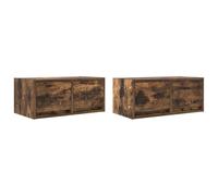 Yisssmeng Mobile per TV a basso consumo, 60 x 31 x 25,5 cm, in legno a parete, con 2 cassetti, moderno mobili da soggiorno per parete e pavimento