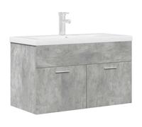 Yisssmeng Mobile sottolavabo con lavabo da incasso e rubinetto da 80 cm, set di mobili da bagno da appendere alla parete, colore grigio cemento, design moderno, lavabo con lavabo in ceramica e scarico