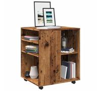 Yisssmeng Mobile Storage Cabinet 60 x 53 x 72 cm Reclaimed Wood Look Rolling Organizer with Lockable Wheels for Home Office Living Room Bedroom