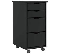 Yisssmeng Mobile Storage Cabinet Moss 34 x 39 x 65,5 cm Solid Pine Black 4 Drawer Rolling Unit for Home Office Bedroom and Garage