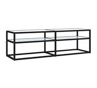 Yisssmeng Mobile TV basso bianco effetto marmo 140 x 40 x 40,5 cm in vetro temperato e metallo, moderno tavolo per TV con ripiano per TV fino a 75 kg, per Living Room Bedroom Gaming Setup