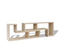 Yisssmeng Mobile TV basso doppio a forma di L in rovere MDF 120 x 30 x 56,4 cm, design moderno, configurabile, robusto e durevole, per soggiorno e camera da letto