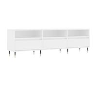 Yisssmeng Mobile TV bianco basso 150 x 30 x 44,5 cm in legno e paludi di ferro, design moderno con 6 scomparti, robusto tavolo TV, per soggiorno, camera da letto, corridoio