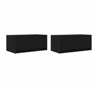 Yisssmeng Mobile TV, set da 2 pezzi, in rovere nero, 60 x 31 x 25,5 cm, montaggio a parete, con 2 cassetti, 60 kg, per supporti TV