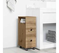 Yisssmeng Narrow Rolling Storage Cabinet 23 x 33 x 65 cm Artisan Oak Finish Engineered Wood Slim Cupboard Organizer for Bathroom Kitchen Corridor and Bedroom