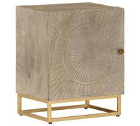 Yisssmeng Nightstand 40 x 30 x 50 cm Solid Mango Wood & Iron Bedside Storage Cabinet Modern End Side Table for Bedroom Living Room Corridor