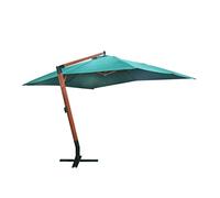 Yisssmeng Ombrellone Melia, 3 x 4 m, verde, in poliestere resistente alle intemperie, 250 g/m², con asta in legno duro, altezza 2,85 m, sistema di puleggia e protezione dal vento per giardino