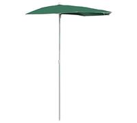 Yisssmeng Ombrellone semicircolare 180 x 90 cm verde in poliestere resistente ai raggi UV con asta in acciaio resistente alle intemperie per balcone terrazza e giardino