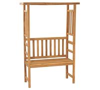Yisssmeng Panca da giardino con pergola, larghezza 115 cm, in legno massiccio di teak, arco per rose con panca e supporto per piante rampicanti, robusta panca in legno per giardino, terrazza e esterni