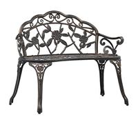 Yisssmeng Panca da giardino da 100 cm, colore bronzo, a 2 posti, in alluminio pressofuso e ghisa, romantica panchina da parco con ornamenti floreali, panchina nostalgia per giardino, terrazza e