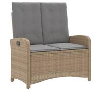 Yisssmeng Panca da giardino regolabile con cuscino, in polyrattan, 2 posti, con funzione reclinabile e telaio in acciaio, per terrazza, balcone e giardino, 105 x 59 x 93 cm