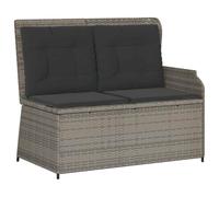 Yisssmeng Panca da giardino regolabile con cuscino, in polyrattan grigio, 2 | Funzione reclinabile senza livelli preimpostati per terrazza e balcone. In rattan intrecciato di facile manutenzione con base