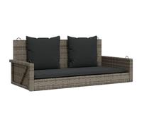 Yisssmeng Panca sospesa in polyrattan con cuscino, grigio, 119 x 56 x 48 cm, per giardino, terrazza, balcone, dondolo da giardino a due posti, per il relax all'aperto