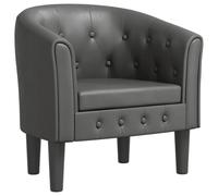Yisssmeng Poltrona da club grigia in ecopelle dal design moderno, 70 x 56 x 68 cm, con chiusura a bottoni, robusta struttura in legno di pino, comoda poltrona da lettura per soggiorno, camera da letto