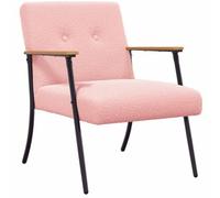 Yisssmeng Poltrona lounge rosa in tessuto riccio simile alla lana, 59 x 75 x 78 cm, con gambe in acciaio, ergonomica, design moderno, per soggiorno, camera da letto