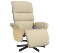 Yisssmeng Poltrona massaggiante in tessuto crema 79,5 x 83 x 104 cm con massaggio vibrante a 6 punti, funzione sdraiata 105-125°, girevole a 360°, comoda imbottitura per Living Room, camera da letto e