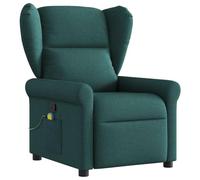 Yisssmeng Poltrona massaggiante verde scuro con vibrazione a 6 punti, larghezza 72,5 cm, rivestimento in tessuto, funzione di riposo manuale, design moderno per soggiorno, camera da letto, ufficio