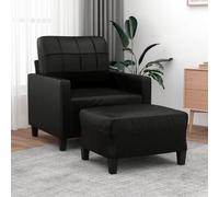 Yisssmeng Poltrona nera con sgabello 78 x 77 x 80 cm ecopelle design moderno imbottitura ergonomica per Living Room camera da letto ufficio