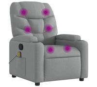Yisssmeng Poltrona relax grigio chiaro, massaggio a 6 punti, 74 x 89 x 100 cm, funzione reclinabile a 135°, tessuto, portabicchieri