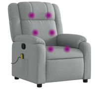 Yisssmeng Poltrona relax grigio chiaro, massaggio a 6 punti, funzione di riposo manuale 135°, 77 x 95 x 99 cm, poliestere traspirante, telaio in metallo e legno, salvaspazio