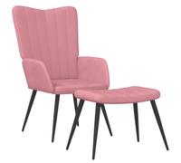 Yisssmeng Poltrona relax rosa con sgabello in velluto 61 x 70 x 96,5 cm, struttura in acciaio, poltrona da lettura per soggiorno, camera da letto, salone salvaspazio, design moderno e comoda