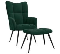 Yisssmeng Poltrona relax verde scuro in velluto con sgabello, 61 x 70 x 96,5 cm, design moderno a blocco, comoda imbottitura, robusto telaio in acciaio per Living Room Bedroom Lounge
