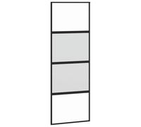Yisssmeng Porta scorrevole nera, 76 x 205 cm, in vetro temperato e alluminio